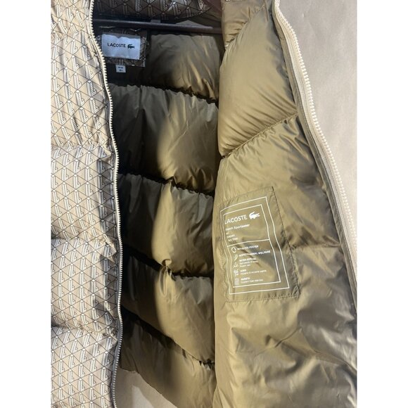 Lacoste Men’s Monogram Short Puffed Jacket Beige (Size L / FR54) - Picture 5 of 6